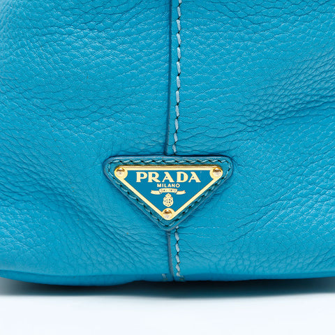 PRADA 2way leather tote Handbag blue WS23150