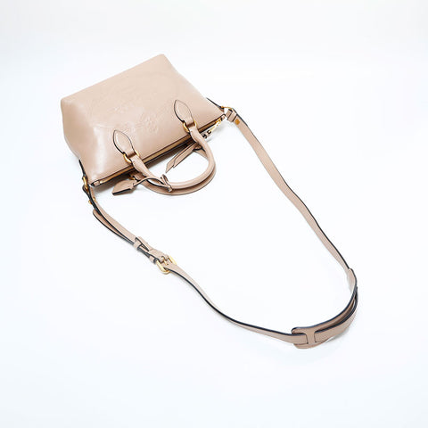 PRADA Logo embossed leather 2way Handbag beige WS23151