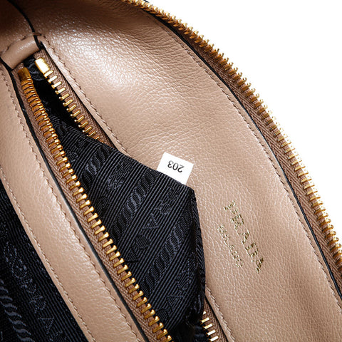 PRADA Logo embossed leather 2way Handbag beige WS23151