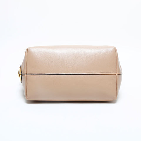 PRADA Logo embossed leather 2way Handbag beige WS23151