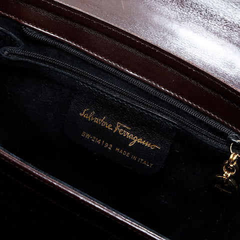 Salvatore Ferragamo Gancini 2-way embossed leather bag Handbag Brown WS23152