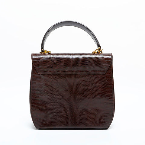 Salvatore Ferragamo Gancini 2-way embossed leather bag Handbag Brown WS23152