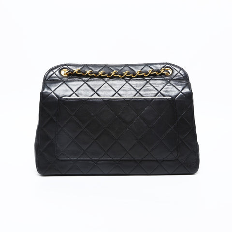 CHANEL No. 1 1989-1991 Matelasse Lambskin Chain Shoulder Bag black WS23153