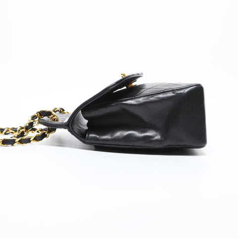 CHANEL No. 1 1989-1991 Matelasse Lambskin Chain Shoulder Bag black WS23153