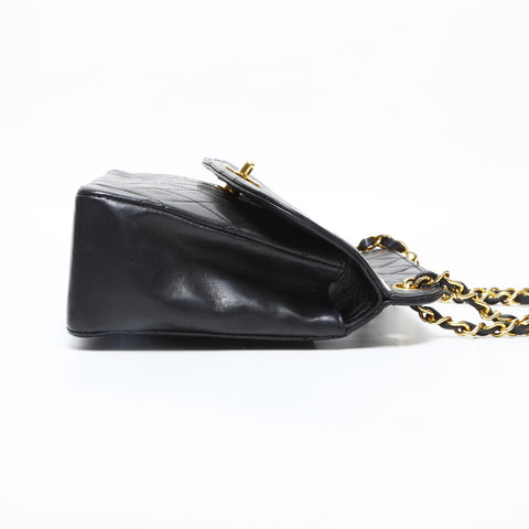 CHANEL No. 1 1989-1991 Matelasse Lambskin Chain Shoulder Bag black WS23153