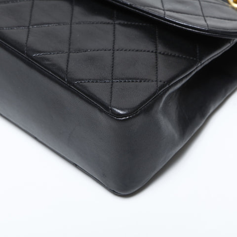 CHANEL No. 1 1989-1991 Matelasse Lambskin Chain Shoulder Bag black WS23153