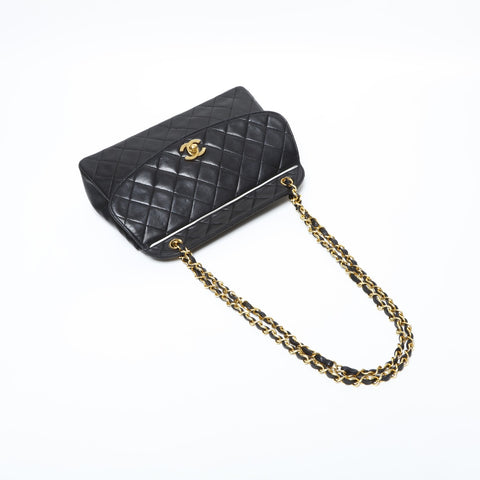 CHANEL No. 1 1989-1991 Matelasse Lambskin Chain Shoulder Bag black WS23153