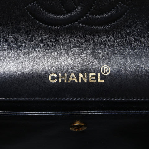 CHANEL No. 1 1989-1991 Matelasse Lambskin Chain Shoulder Bag black WS23153