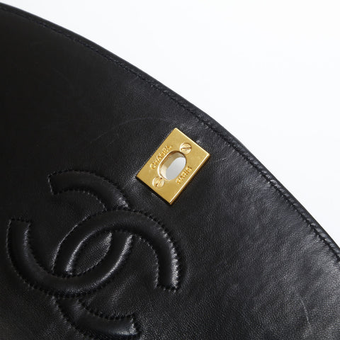 CHANEL No. 1 1989-1991 Matelasse Lambskin Chain Shoulder Bag black WS23153