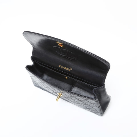 CHANEL No. 1 1989-1991 Matelasse Lambskin Chain Shoulder Bag black WS23153