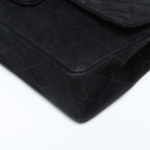 CHANEL No. 4 1996-1997 Suede Matelasse Double Flap 9.8" Chain Shoulder Bag black WS23154