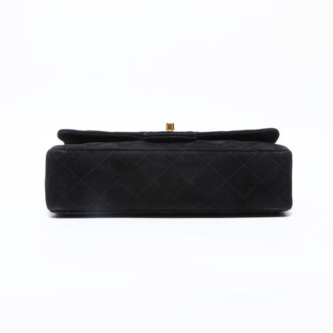 CHANEL No. 4 1996-1997 Suede Matelasse Double Flap 9.8" Chain Shoulder Bag black WS23154
