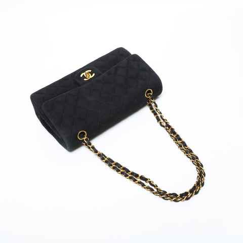 CHANEL No. 4 1996-1997 Suede Matelasse Double Flap 9.8" Chain Shoulder Bag black WS23154