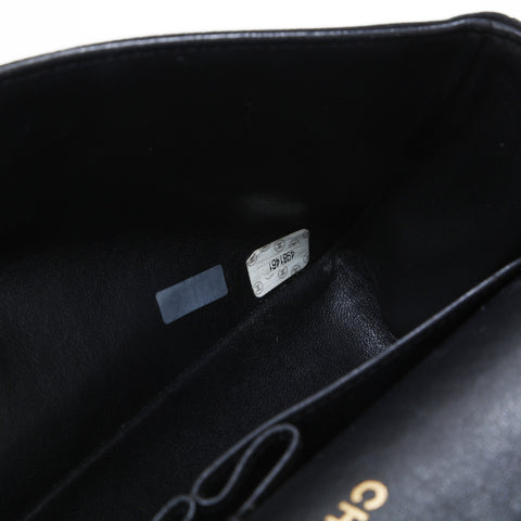 CHANEL No. 4 1996-1997 Suede Matelasse Double Flap 9.8" Chain Shoulder Bag black WS23154