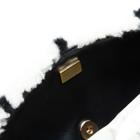 CHANEL 2022-2025 Boa Flap Chain Square Shoulder Bag white WS23155