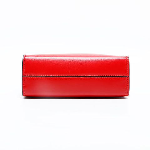 PRADA Leather Triangle Logo Embossed Leather Mini Tote 2-Way Handbag Red WS23157