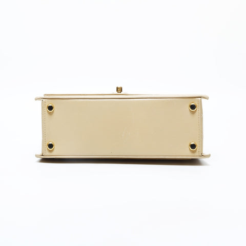 CHANEL No. 1 1989-1991 Lambskin Flap Chain Diamond Stitch Shoulder Bag beige WS23158