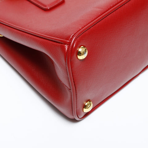 PRADA Mini Galleria Saffiano 2way Handbag Red WS23160