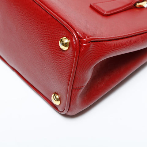 PRADA Mini Galleria Saffiano 2way Handbag Red WS23160
