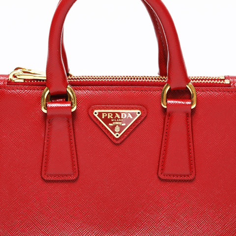 PRADA Mini Galleria Saffiano 2way Handbag Red WS23160