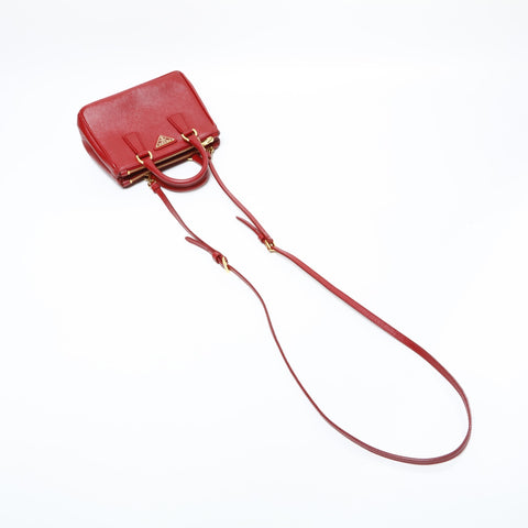 PRADA Mini Galleria Saffiano 2way Handbag Red WS23160