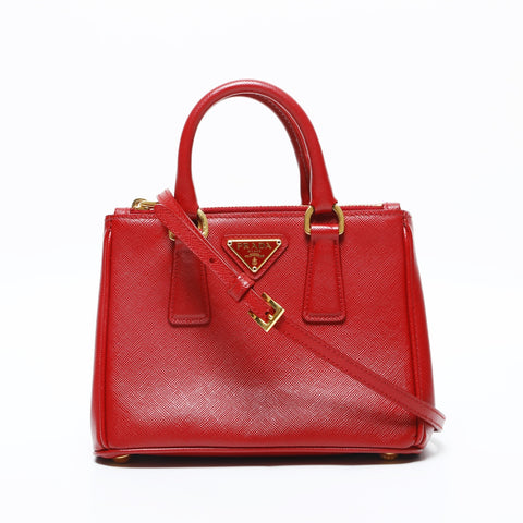 PRADA Mini Galleria Saffiano 2way Handbag Red WS23160