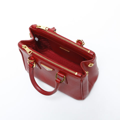 PRADA Mini Galleria Saffiano 2way Handbag Red WS23160