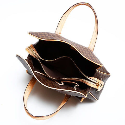 CELINE PVC Macadam Handbag Brown WS23175