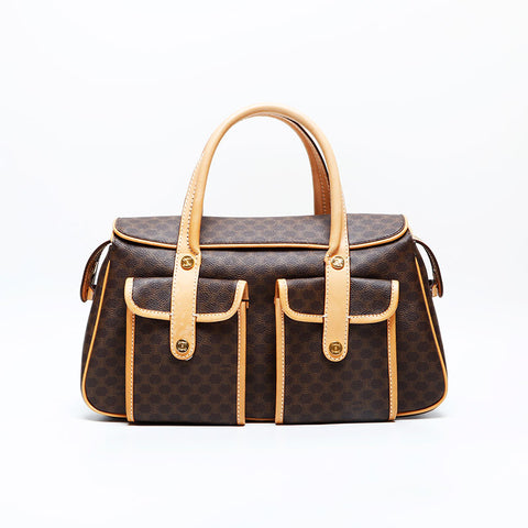 CELINE PVC Macadam Handbag Brown WS23175