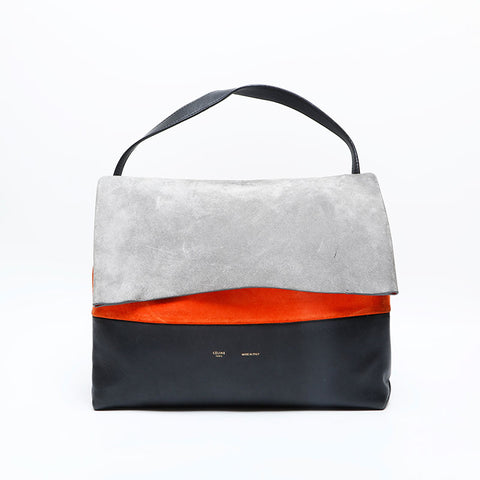 CELINE Suede flap Shoulder Bag multicolor WS23177