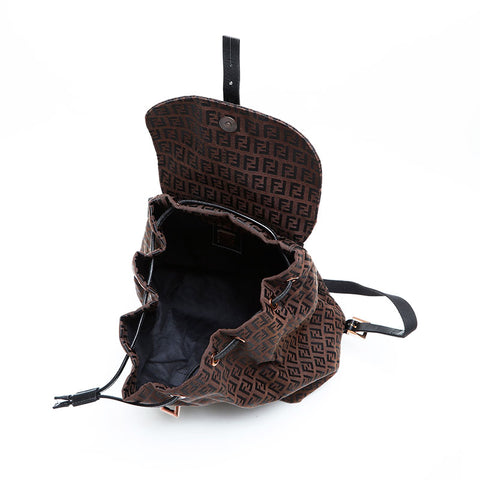 FENDI Zucchino Canvas Backpack  Daypack Brown WS23179