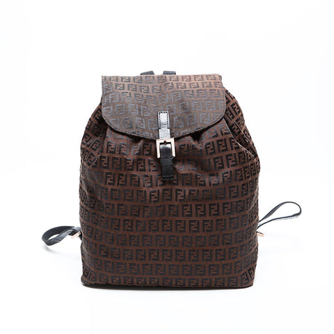 FENDI Zucchino Canvas Backpack  Daypack Brown WS23179