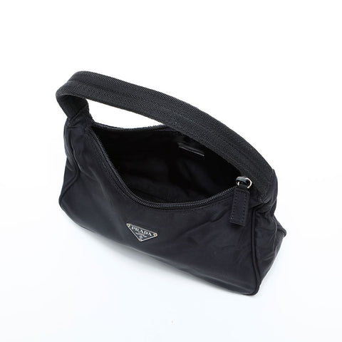 PRADA Nylon Triangle Logo Hobo Handbag black WS23182