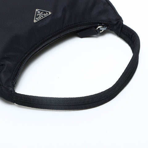 PRADA Nylon Triangle Logo Hobo Handbag black WS23182