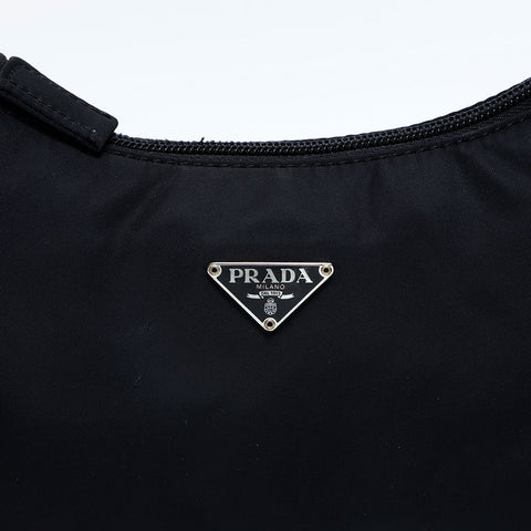PRADA Nylon Triangle Logo Hobo Handbag black WS23182