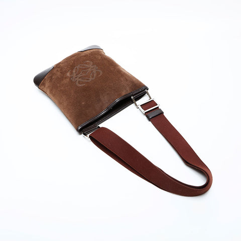 LOEWE Suede Anagram Shoulder Bag Brown WS23183