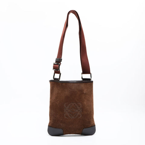 LOEWE Suede Anagram Shoulder Bag Brown WS23183