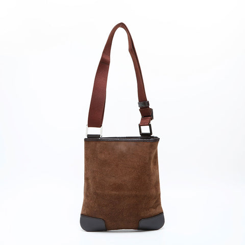 LOEWE Suede Anagram Shoulder Bag Brown WS23183
