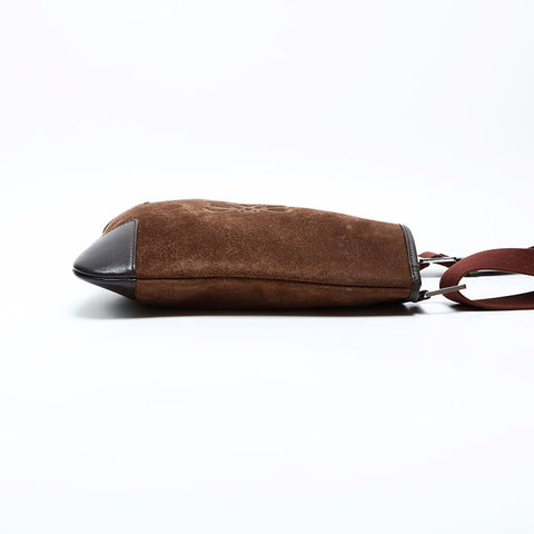 LOEWE Suede Anagram Shoulder Bag Brown WS23183