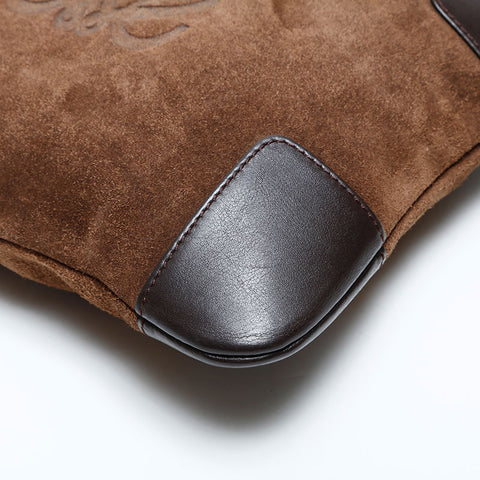 LOEWE Suede Anagram Shoulder Bag Brown WS23183