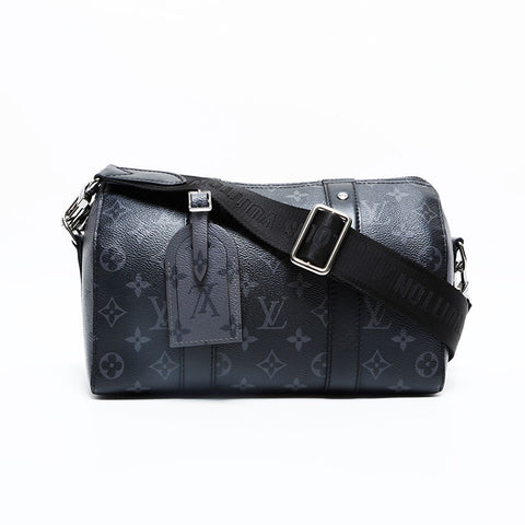 LOUIS VUITTON 2021-2025 Monogram Eclipse Reverse City Keepall Shoulder Bag black WS23184