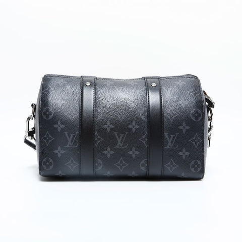 LOUIS VUITTON 2021-2025 Monogram Eclipse Reverse City Keepall Shoulder Bag black WS23184