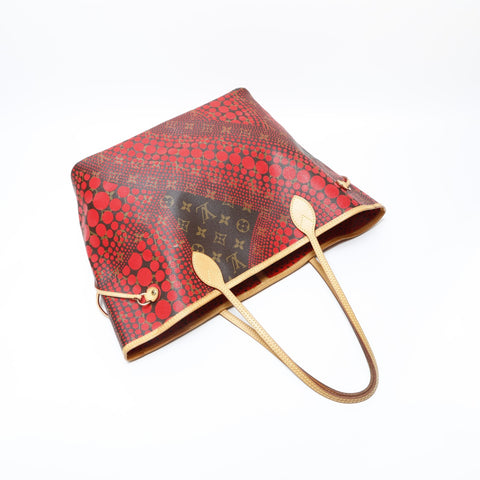 LOUIS VUITTON 2012 Monogram Wave Neverfull MM Yayoi Kusama Tote Bag Red WS23188