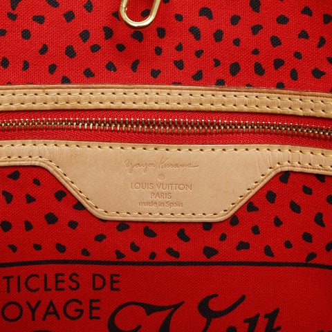 LOUIS VUITTON 2012 Monogram Wave Neverfull MM Yayoi Kusama Tote Bag Red WS23188