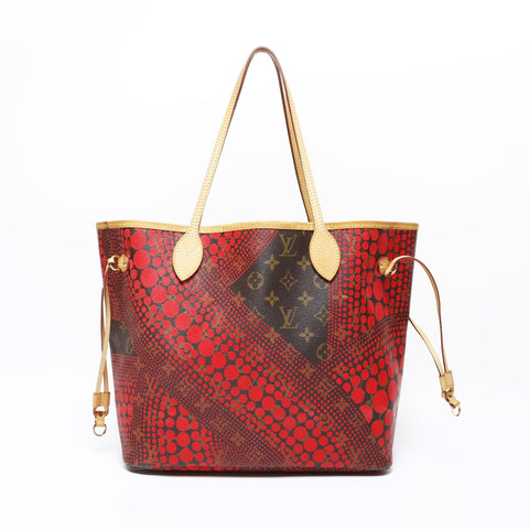 LOUIS VUITTON 2012 Monogram Wave Neverfull MM Yayoi Kusama Tote Bag Red WS23188