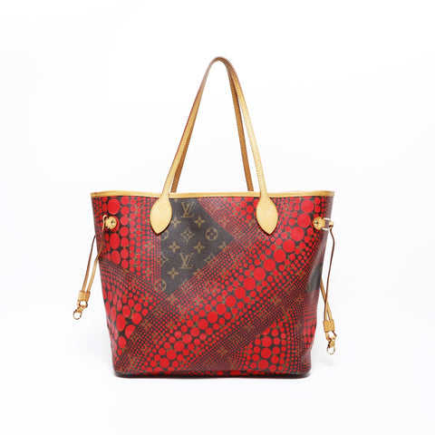 LOUIS VUITTON 2012 Monogram Wave Neverfull MM Yayoi Kusama Tote Bag Red WS23188