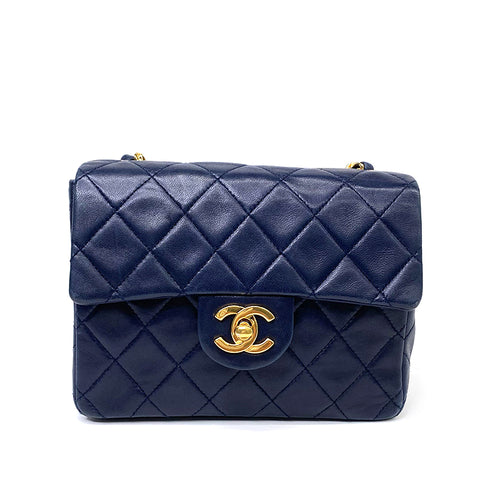 Chanel Minimatelasse 1990 Shoulder Bag Lambskin Navy WS2318