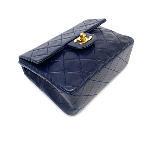 Chanel Minimatelasse 1990 Shoulder Bag Lambskin Navy WS2318