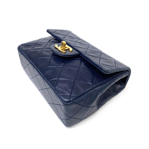 Chanel Minimatelasse 1990 Shoulder Bag Lambskin Navy WS2318