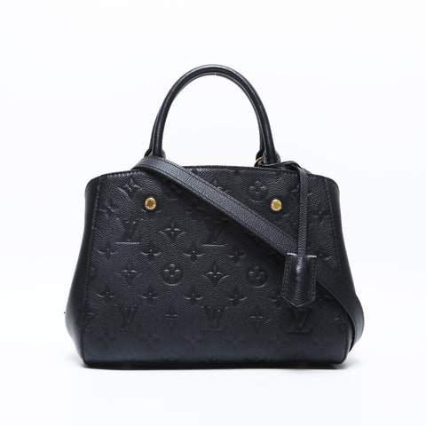 LOUIS VUITTON 2015 Monogram Empreinte Montaigne BB Shoulder Bag black WS23194